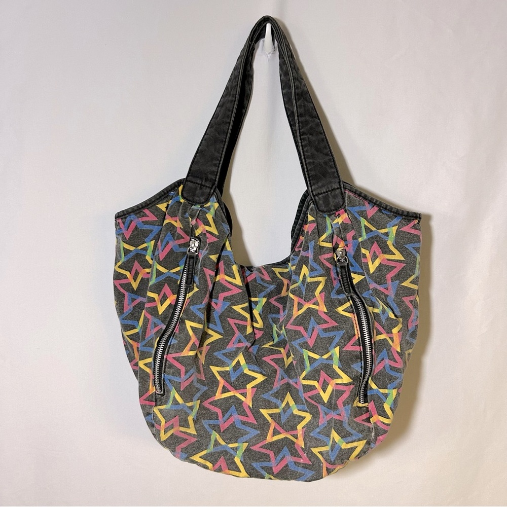 Vintage denim jean purse bag star 80’s 90’s double handle